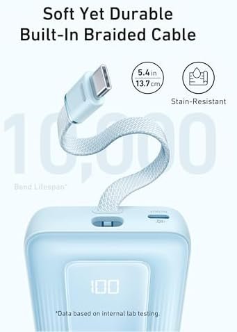 Anker Zolo Power Bank, 10,000mAh 30W Portable Charger with Built-in USB-C Cable for Travel, Fast Charging Battery Pack for iPhone 16/15 Series, MacBook, Galaxy, iPad, and More - Image 3