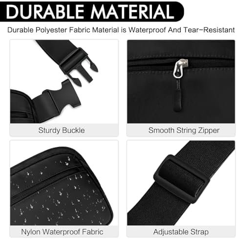 TORRYZA 2L Capacity Cross Body Fanny Packs for Women Men with Adjustable Strap, Lightweight Everywhere Belt Bag Crossbody Bags for Travel Sports Running Workout (Black) - Image 3