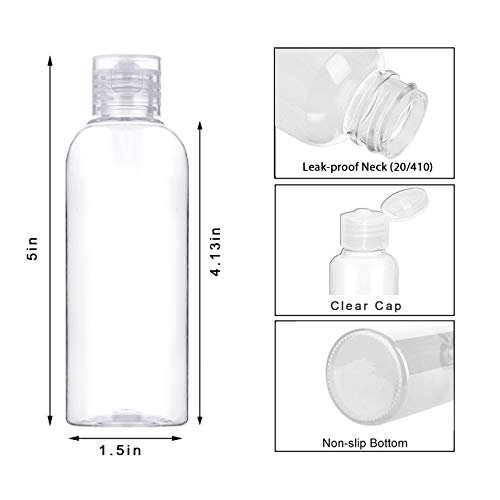 Plastic Travel Bottles for Toiletries TSA Approved,100ml/3.4oz Empty Small Squeeze Travel Size Bottle Containers with Flip Cap(6 Pack) - Image 2