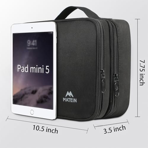 MATEIN Electronics Organizer Travel Case, Water Resistant Cable Organizer Bag for Travel Essentials, Tech Gifts for Men, Storage Bag as Accessories for Phone, Cord, iPad, Black - Image 6