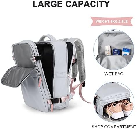 coowoz Travel Backpack For Women Men Airline Approved,Carry On Backpack,Large Hiking Backpack Waterproof Outdoor Sports Rucksack Casual Daypack Fit 15.6 Inch Laptop Backpack Grey College Backpack - Image 6