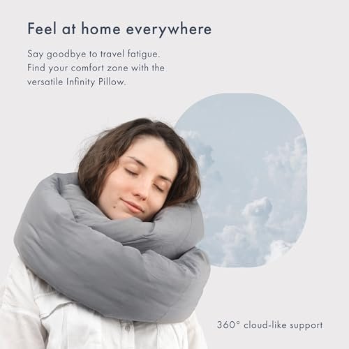 Huzi Infinity Pillow - Travel Neck Pillow - Versatile Soft 360 Support Scarf - Machine Washable - Home Travel Flight Road Trips (Grey) - Image 2