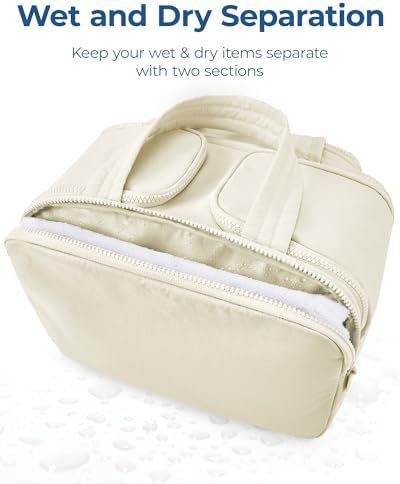 BAGSMART Travel Toiletry Bag, Lightweight Large Wide-open Travel Bag for Women, Puffy Cosmetic Makeup Bag Organizer with Handle for Accessories,Essentials, Toiletries, Green - Image 4