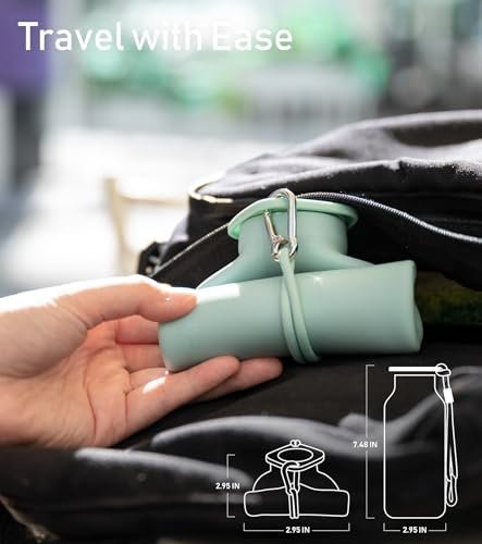 Collapsible Water Bottles 20 oz, Leak Proof, BPA Free Foldable Silicone Travel Water Bottle Cups for Taveling, Outdoors, On the go, Sage Green - Image 2
