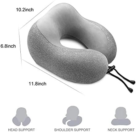 Travel Pillow - Memory Foam Cervical Neck Pillow for Adults, Kids, Children, Convenient & Portable U Shaped Pillows, Airplane Pillow for Home, Office, Camping, Travelling, Sleeping (Gray) - Image 2