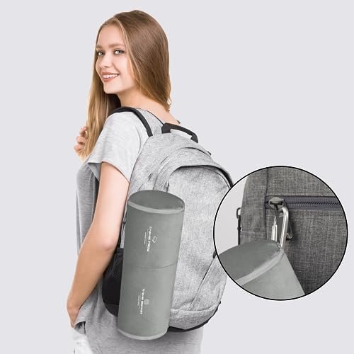 Travel Pillow and Blanket Set Neck Pillow Airplane Memory Foam for Traveling Compact with Bag Grey - Image 7