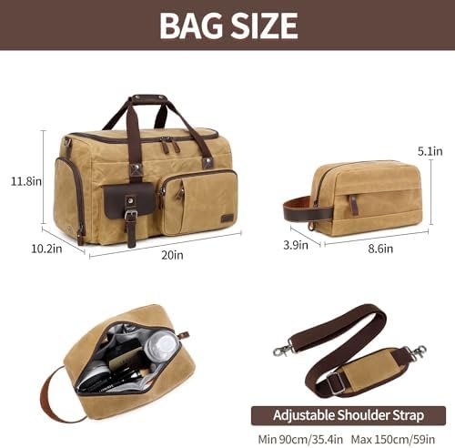 Travel Duffle Bag Weekender Bag with Shoe Compartment Overnight Bag for Men Travel Bag Carry On Lugguage Brown - Image 5