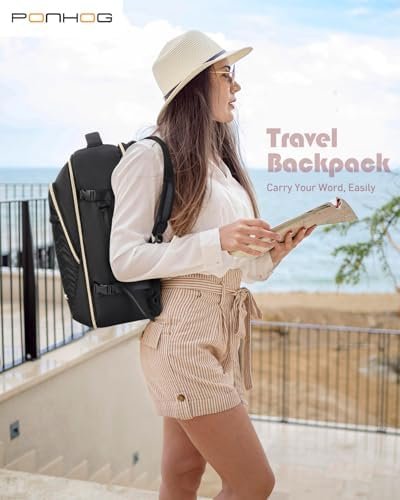 Large Travel Backpack for Women - Travel Backpack Carry on Flight approved 40L Personal Item with 6 Packing Cubes fit 17 inch Laptop Water Resistant Business College Backpacks Black - Image 2