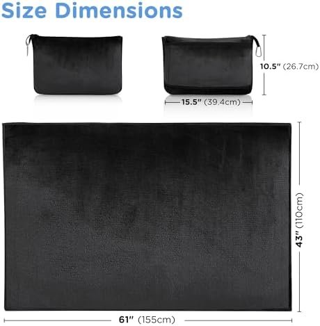 ATsense Travel Blanket Pillow, Premium 2 in 1 Soft Airplane Blanket Compact with Bag Pillowcase, Hand Luggage Sleeve and Backpack Clip - Travel Essentials for Long Trips, Flying and Car, Black - Image 6