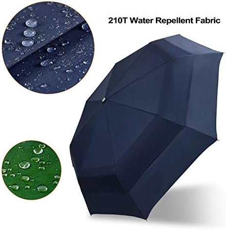 Lejorain Large Folding Golf Umbrella - Compact Mens Umbrellas Travel Rain and Windproof 54inch Collapsible Automatic Open Close Umbrella 210T Teflon Vented Double Canopy - Image 4