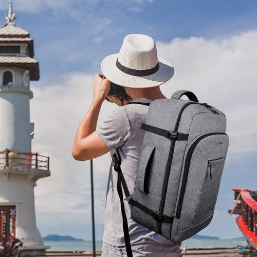 Travel Backpack for Women/Men,Waterproof Carry On Backpack with Laptop Compartment,Travel Essentials Backpack for Traveling,Business Hiking,Casual,Gym(Grey) - Image 2