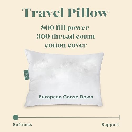 Goose Down Travel Pillow - Filled with 800 Fill Power European Goose Down, Egyptian 300 Thread Count 100% Cotton Cover for Plane car & Home - Made in USA (13" x 18") - Image 3