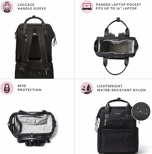 Baggallini Soho Backpack - Travel Laptop Backpack for Women - Lightweight Water-Resistant Luggage Bag, French Navy - Image 6