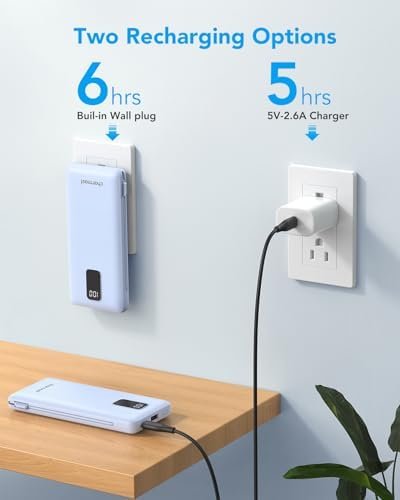 Charmast Portable Charger with Built-in Cables & Wall Plug, 10000mAh Portable Power Bank, External Battery Pack Travel Essentials Compatible with iPhone 16/15/14/13, Samsung, iPad etc - Image 5