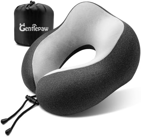 Travel Pillow - Memory Foam Cervical Neck Pillow for Adults, Kids, Children, Convenient & Portable U Shaped Pillows, Airplane Pillow for Home, Office, Camping, Travelling, Sleeping (Black)