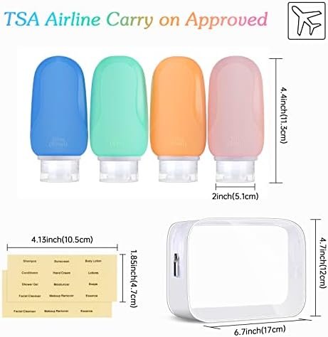 Morfone Travel Bottles Set for Toiletries, Tsa Approved Travel Size Containers BPA Free Leak Proof Refillable Liquid Silicone Squeezable Travel Accessories for Shampoo Conditioner Lotion (4Pack 3oz) - Image 2