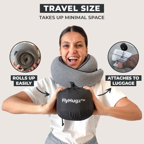 FlyHugz™ Neck Travel Pillow | Memory Foam Neck Pillow for Comfort on Airplane | Compact and Ergonomic Design for Travel, Car Rides, and Home Use | Ideal for Adults and Kids - Image 4