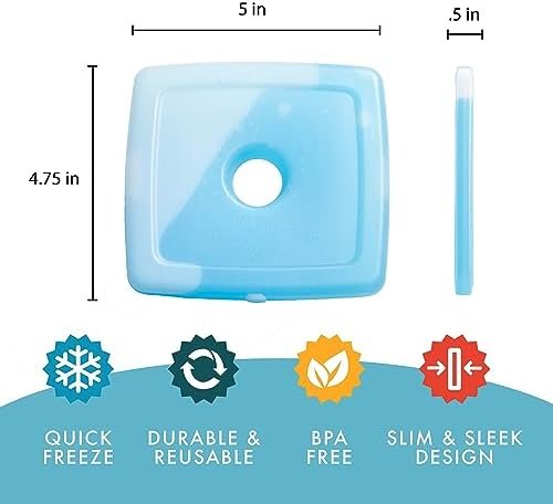 Cool Coolers by Fit & Fresh 4 Pack Slim Ice Packs, Quick Freeze Space Saving Reusable Ice Packs for Lunch Boxes or Coolers, Purple - Image 4