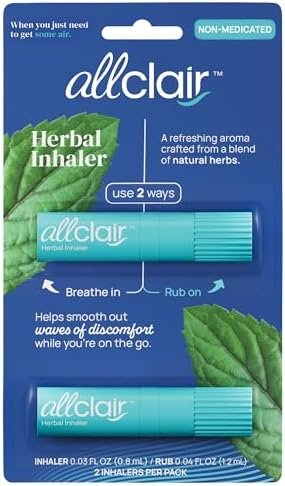 Herbal Inhaler - Natural Relief for Nausea - Non-Medicated Non-Drowsy Drug-Free - Essential for Travel - Motion Sickness - Morning Sickness - Use Anytime - 2 Inhalers