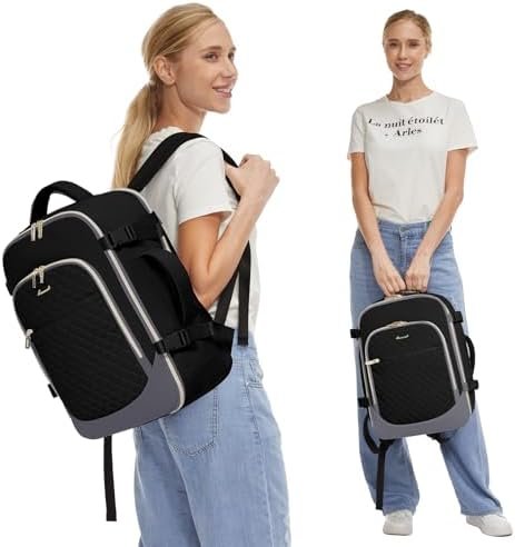 LOVEVOOK Travel Backpack for Women, 15.6in Laptop Backpack TSA Approved Carry on Luggage Personal Item Travel Bag for Business Weekender Hiking, Black-Gray - Image 6