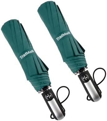 TradMall 2 Pack Travel Umbrella Windproof 46/56 Inches Large Canopy Reinforced Fiberglass Ribs Auto Open & Close