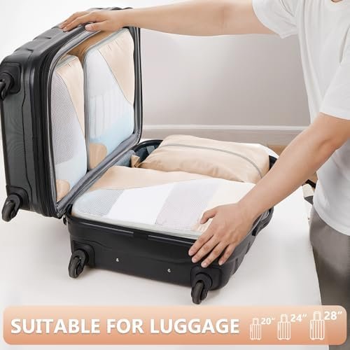 8 Pieces Packing Cubes for Travel, Sturdy Suitcase Organizer in 4 Sizes (Extra Large, Large, Medium, Small), OlarHike Luggage Cubes with Toiletry Bag, Travel Essentials, Cruise Ship Gifts for Women - Image 4