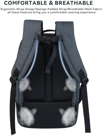 Small Laptop Work Backpack Airline Approved for Men & Women 40L Water Resistant Laptop Bag Fits 17&14 Inch Laptop for Commuter Lightweight Work Bag Business Travel, Gray - Image 4