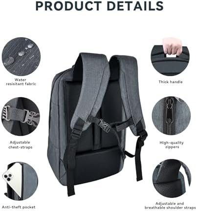Small Laptop Work Backpack Airline Approved for Men & Women 40L Water Resistant Laptop Bag Fits 17&14 Inch Laptop for Commuter Lightweight Work Bag Business Travel, Gray - Image 5