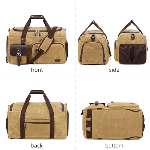 Travel Duffle Bag Weekender Bag with Shoe Compartment Overnight Bag for Men Travel Bag Carry On Lugguage Brown - Image 6