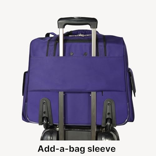 Olympia U.S.A. Deluxe Lightweight Rolling Overnighter Case Overnight Laptop Bag Weekender Travel Carry-On Suitcase Luggage with Wheels and Adjustable Push-Down Handle - Image 8