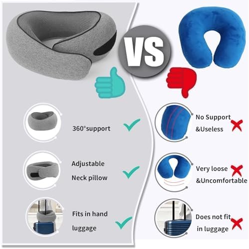 2024 New Travel Pillow, Neck Pillow Airplane, Neck Pillow, Memory Foam Travel Pillow, Travel Neck Pillow, Airplane Travel Essentials, Grey - Image 5