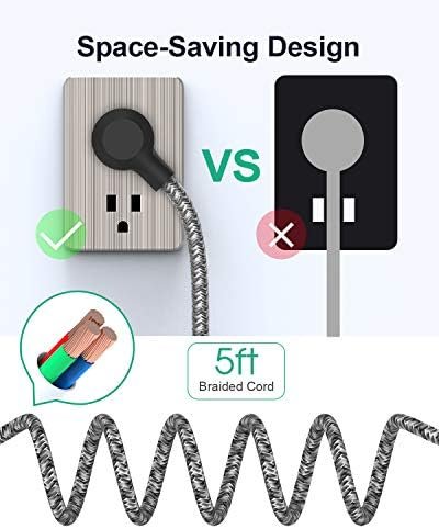 Cruise Ship Essentials - Power Strip with USB, Mountable Flat Plug Power Strip with 3 Outlets 3 USB Ports(Smart 3.1A), 5ft Braided Extension Cord, Compact for Cruise Ship, Travel, Home, Dorm - Image 4