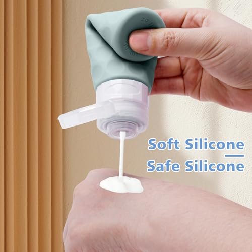 Travel Bottles for Toiletries, 4pcs Tsa Approved 3oz Travel Size Containers, BPA Free Leak Proof Premium Silicone Travel Bottles, Refillable Liquid Travel Accessories W/Toiletry Bag - Image 5