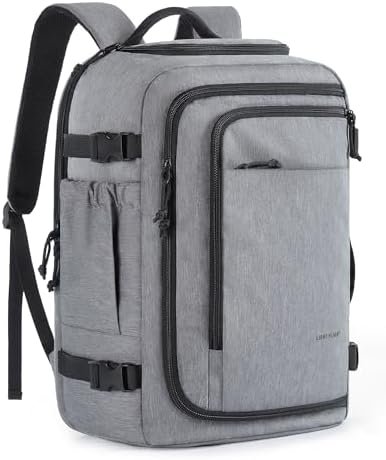 LIGHT FLIGHT Travel Backpack, TSA Friendly Flight Approved Carry on Backpack Water-resistant Lightweight Business Large Weekender Bag Casual Daypack 17.3" Laptop Backpack for Men Women,Grey
