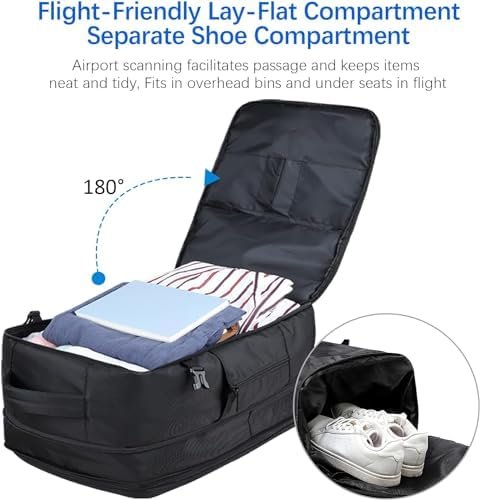 Large Travel Backpack, Carry On Backpack, 50L Backpack, 18 Inch Convertible Lightweight Expandable Travel Back Pack for Men Carry on, TSA Black Luggage Suitcase Backpack - Image 2