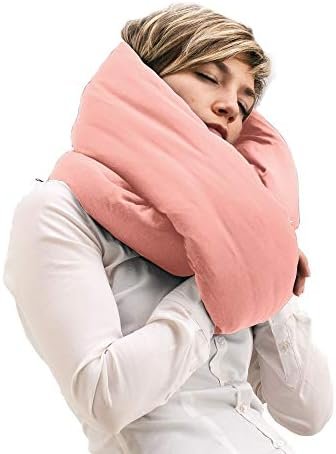 Huzi Infinity Pillow - Home Travel Soft Neck Scarf Support Sleep (Pink) - Image 2
