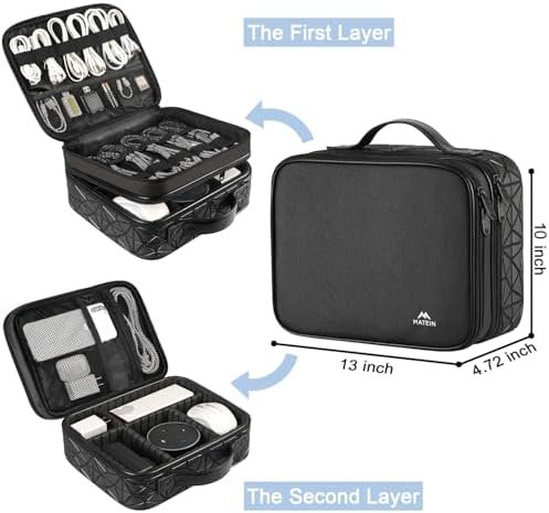 MATEIN Cord Organizer Bag, Large Electronics Organizer Travel Case Cable Storage for Electronic Accessories, Shockproof Portable Double Layer Tech Bags for Power Bank, Charging, Tablet(Up to 12.1inch) - Image 2