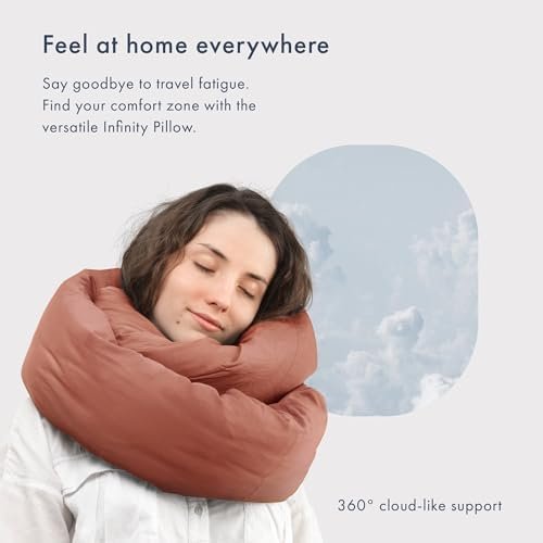 Huzi Infinity Pillow - Travel Neck Pillow - Versatile Soft 360 Support Scarf - Machine Washable - Home Travel Flight Road Trips (Terracotta) - Image 2