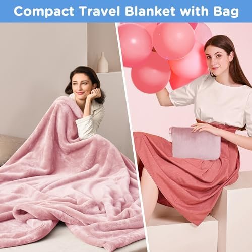 ATsense Travel Blanket Pillow, Premium 2 in 1 Soft Airplane Blanket Compact with Bag Pillowcase for Long Trips, Flying and Car, Travel Essentials for Women with Hand Luggage Sleeve and Backpack Clip - Image 2