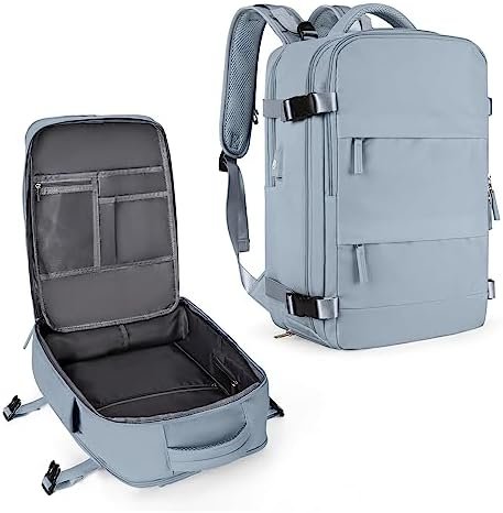 coowoz Large Travel Backpack For Women Men,Carry On Backpack,Hiking Backpack Waterproof Outdoor Sports Rucksack Casual Daypack travel essentials(Gray Blue)