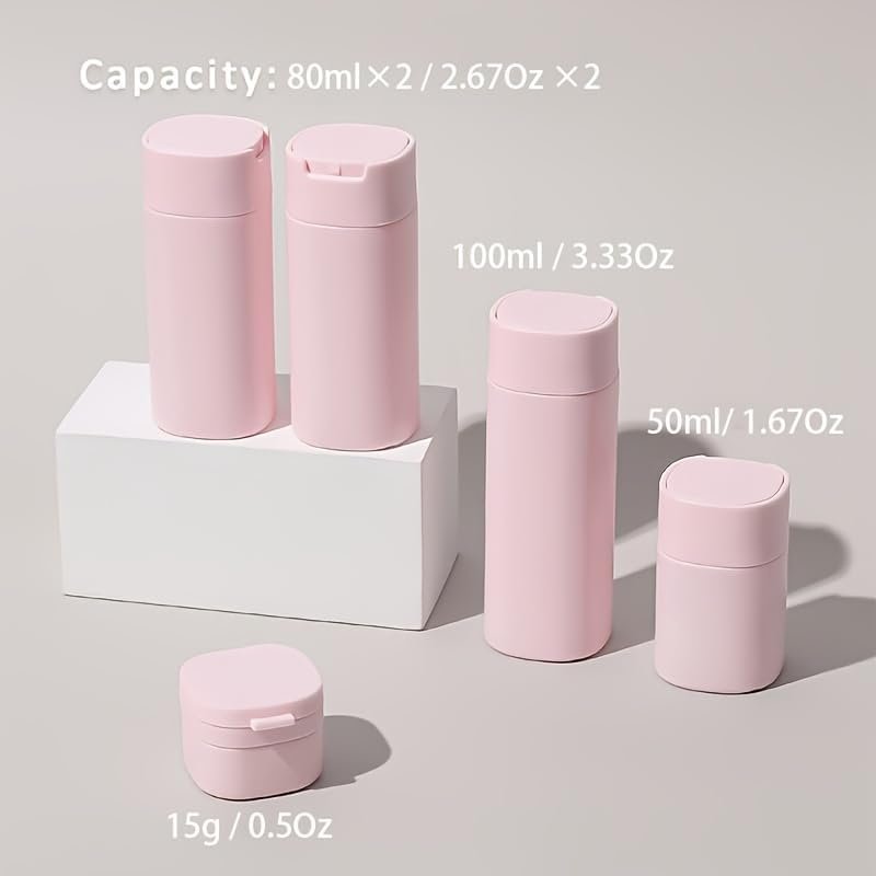 5pcs Travel Bottles Set, Leak Proof Squeezable Bottles, Refillable Toiletry Containers Set, TSA Approved, Carry-on Travel Size,Travel Essentials - Image 2