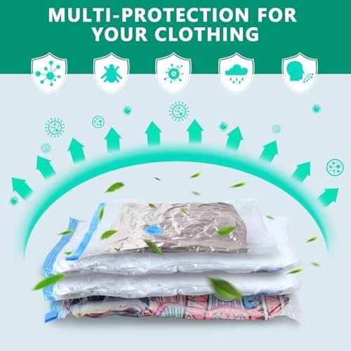 Morecoo Vacuum Seal Bags for Clothing,10 Pack Vacuum Storage Bags (5 Jumbo/5 Large) with Electric Pump,Packing Cubes Compression Space Saver for Comforters,Blankets - Travel Essentials - Image 5