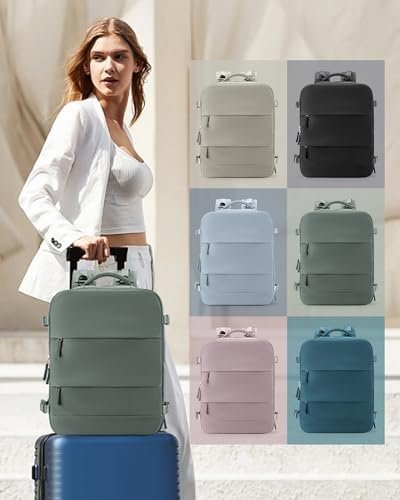 coowoz Large Travel Backpack Carry On for Women Man Waterproof Gym Backpack with Laptop Compartment Mochila de Viaje Teacher Personal Item Backpack Rucksack Airplane Accessories Must Haves Olive Green - Image 2