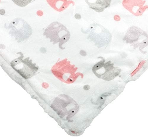 EVERYDAY KIDS Large Ultra Soft Gray and Pink Elephant Minky Baby Blanket for Girls Mink and Sherpa Toddler and Baby Girl Blanket Measures 30 x 40”; Trendy Animal Elephant Baby Nursery Decor - Image 2