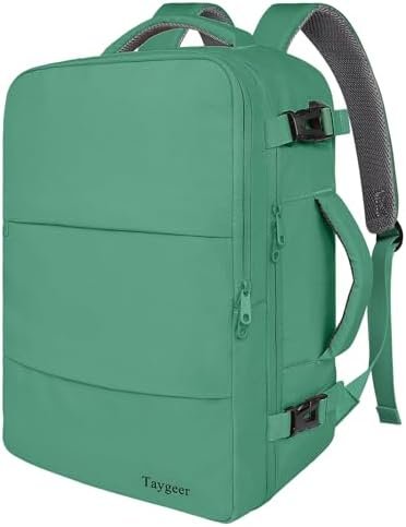 Taygeer Travel Backpack for College Woman, Lightweight Backpack for 15.6 inch Laptop with USB Charging Port, TSA Friendly Bag for Women Traveling, Backpack Carry On Luggage for friend Gym Sport, Green