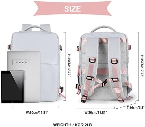 coowoz Travel Backpack For Women Men Airline Approved,Carry On Backpack,Large Hiking Backpack Waterproof Outdoor Sports Rucksack Casual Daypack Fit 15.6 Inch Laptop Backpack Grey College Backpack - Image 2