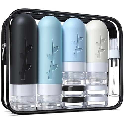 18 Pcs Travel Bottles for Toiletries, Silicone Travel Size Toiletries of Travel Containers Set, Refillable & Leakproof Travel Bottles Kit with TSA Approved Travel Size Bottles