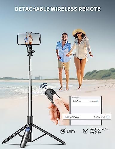 71" Phone Tripod & Selfie Stick, All in One Extendable Cell Phone Tripod with Wireless Remote, Tripod Stand for iPhone & Travel Tripod 360° Rotation Compatible with iPhone Android Phone, Camera - Image 6