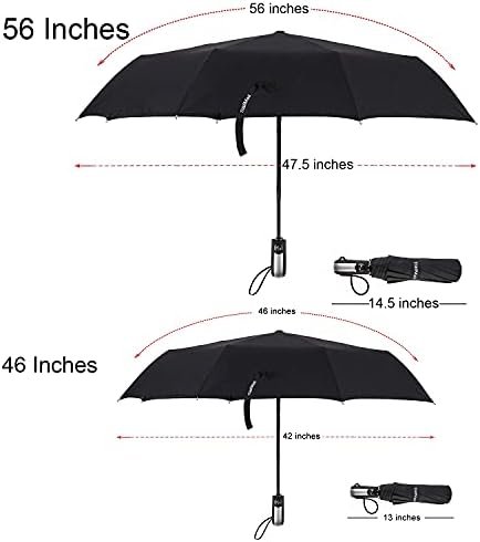 TradMall 2 Pack Travel Umbrella Windproof 46/56 Inches Large Canopy Reinforced Fiberglass Ribs Auto Open & Close - Image 3