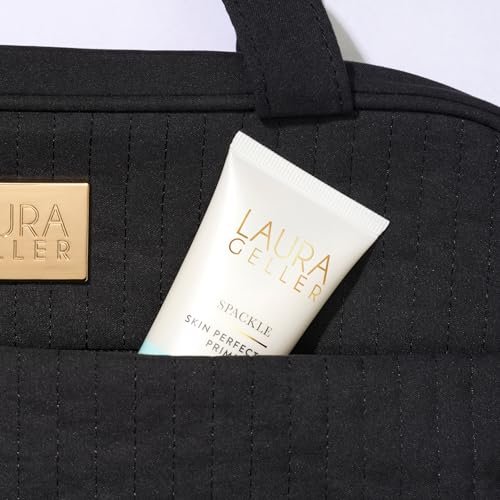 LAURA GELLER NEW YORK Quilted Folding Travel Makeup Bag, Black - Hanging Toiletry Bag Organizer for Travel - Large Capacity Full Size Makeup Bag - Easy to Clean - Image 7